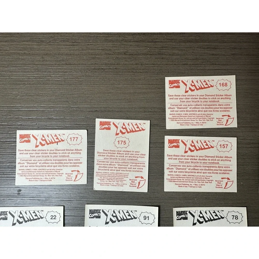 1993 X-Men Diamond Sticker Lot, 26 total (22 base yellow + 4 clear animation)